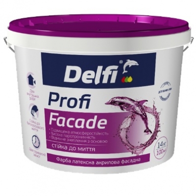 Фарба латексна акрилова фасадна Profi Facade, DELFI 14кг