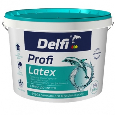 Краска латексная акриловая для внутренних работ Profi Latex DELFI 14кг