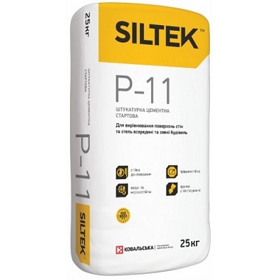 Siltek P-11, штукатурка цементная стартовая (до 30 мм), 25 кг