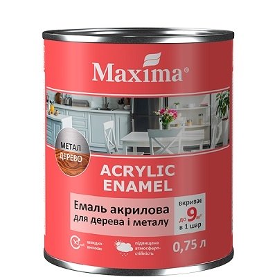 Емаль акрилова для дерева та металу Maxima, 0,75л