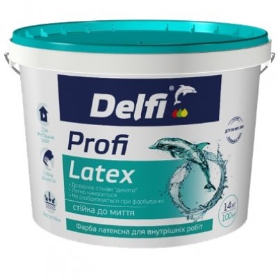 Фарба латексна акрилова для внутрішніх робіт Profi Latex DELFI 14кг